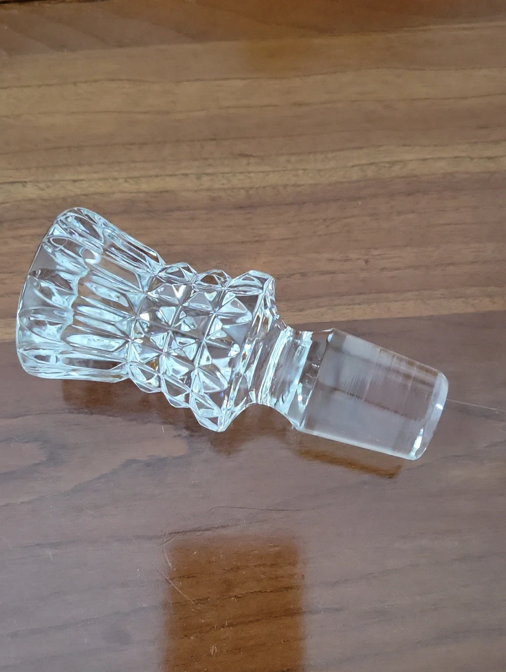 Cut Crystal Glass Gorham Decanter with Faceted Stopper - Clear